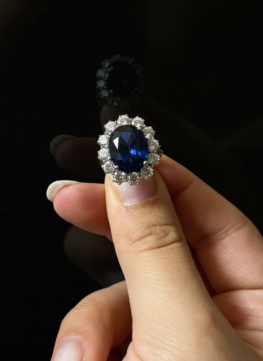 Anello con zaffiro “Cuore dell’Oceano”